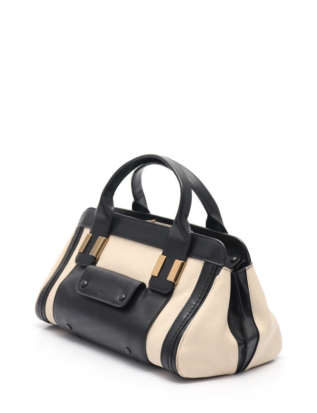 クロエ CHLOE ハンドバッグ リトルアリス アイボリー 黒 3S0158 レザー 