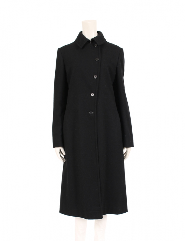 ミュウミュウ miumiu コート 黒 42 アウター 無地 M ウール レディース  
