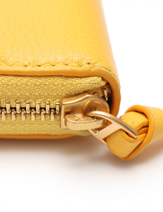 トリーバーチ TORY BURCH ラウンドファスナー長財布 黄 小物 レザー
