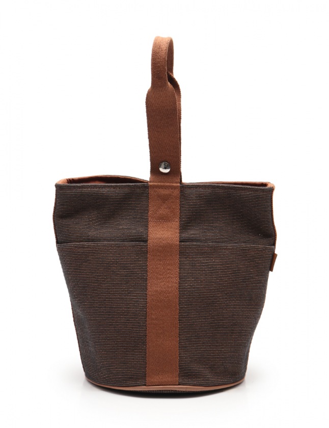 【廃盤・良品】エルメス サクソーMM キャンバス ハンドバッグ　ブラウン　茶 エルメス HERMES ハンドバッグ サクソーMM ダークブラウン 茶