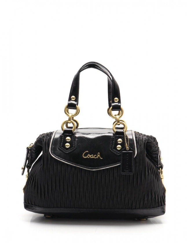 コーチ COACH ハンドバッグ アシュレイ ギャザード サッチェル 黒 
