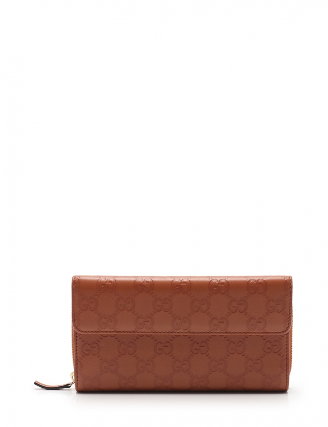 GUCCI グッチ　長財布　折り財布　グッチシマ　レザー　ブラウン　茶色 GUCCI グッチ 二つ折り長財布 グッチシマ レザー ダークブラウン