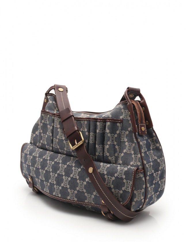 CELINE バッグストラップ ネイビー/アイボリー 大人気】セリーヌ