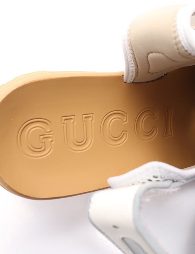 グッチ GUCCI サンダル アイボリー マルチカラー 38 シューズ 25cm 571557 レザー メッシュ レディース