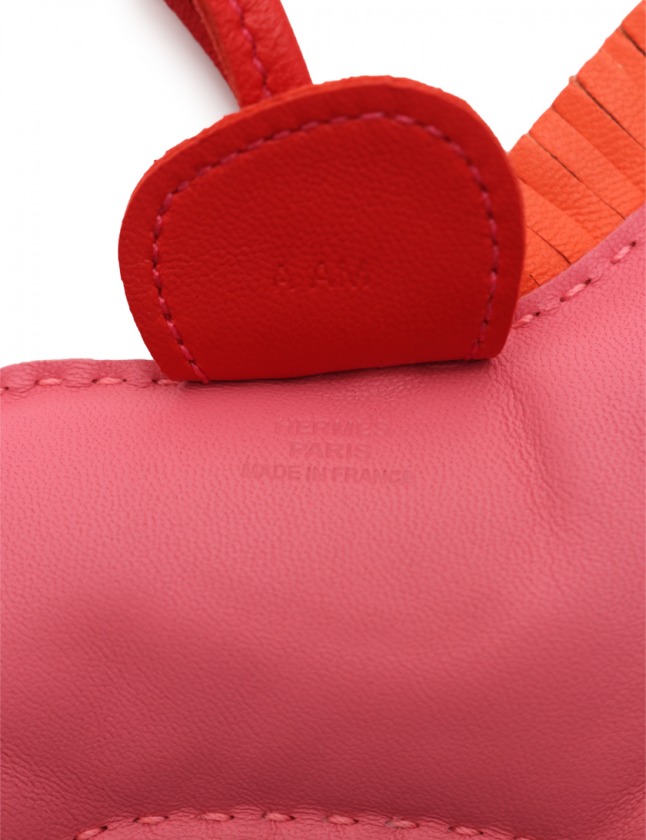 エルメス バッグチャーム ロデオMM ローズアザレ/オレンジポピー