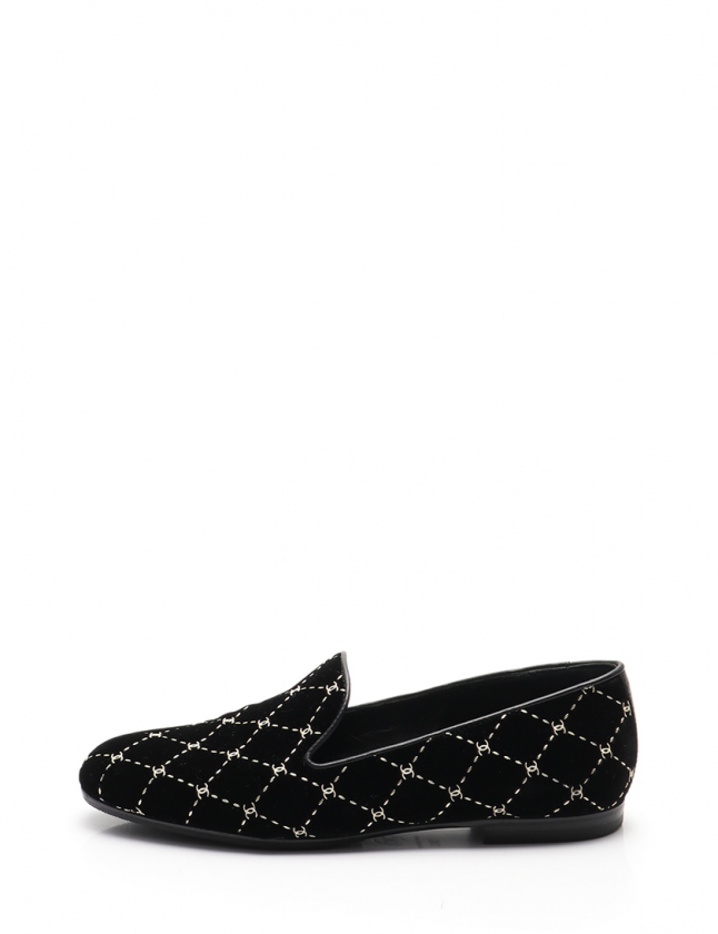 シャネル CHANEL スリッポン フラットシューズ ココマーク 黒