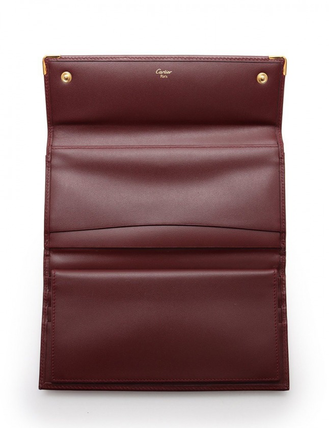 美品 Cartier 三つ折り 長財布 マストライン がま口 ボルドー カルティエ Cartier 三つ折り長財布 マストライン ボルドー 小物
