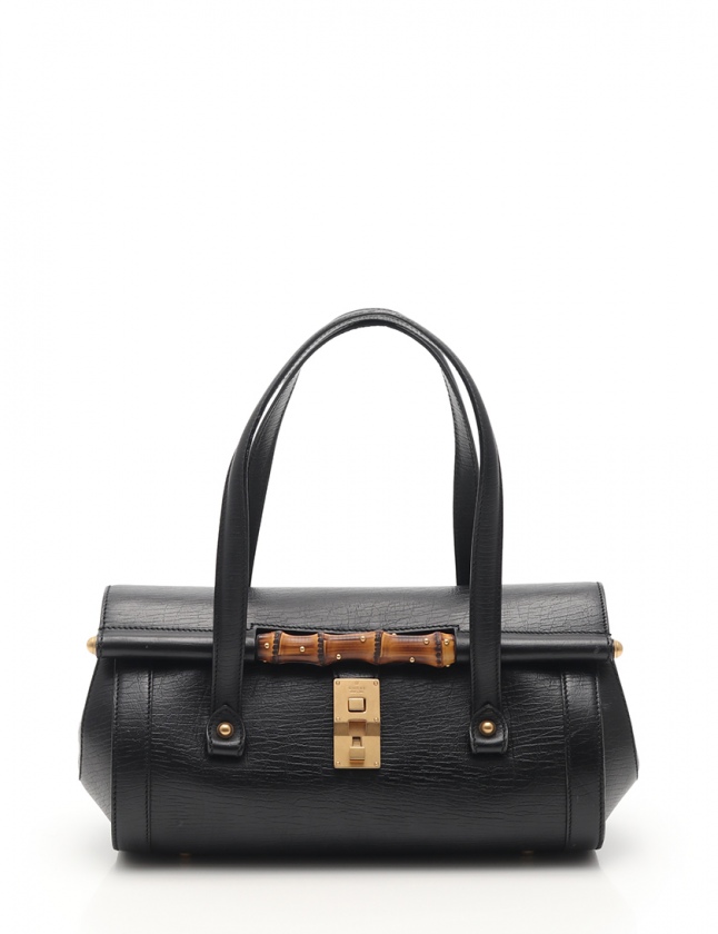 グッチ GUCCI ショルダーバッグ バンブー 黒 114993 レザー レディース