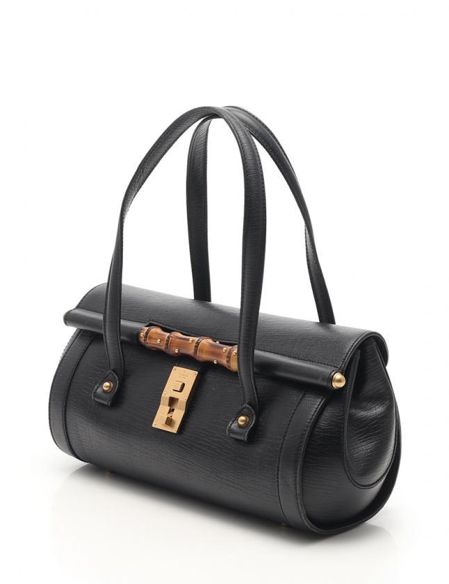 グッチ GUCCI ショルダーバッグ バンブー 黒 114993 レザー レディース
