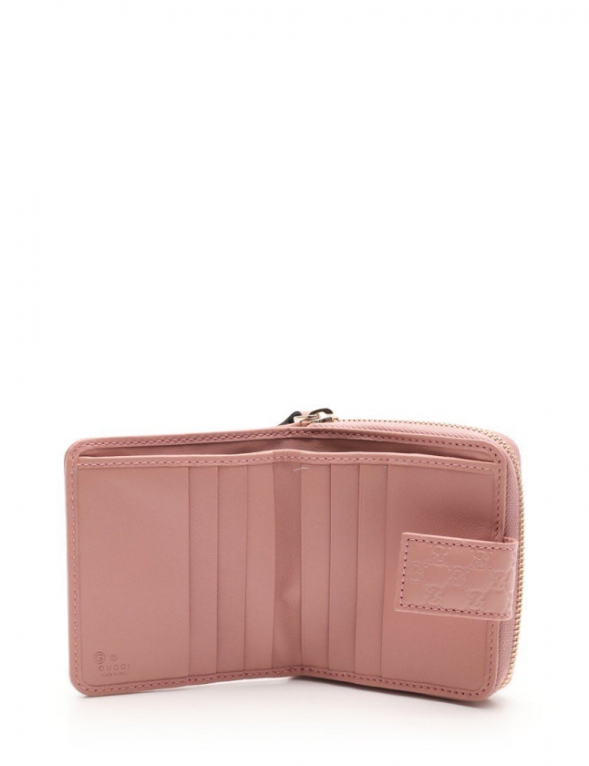 グッチ GUCCI 二つ折り財布 マイクログッチシマ ピンクベージュ 小物