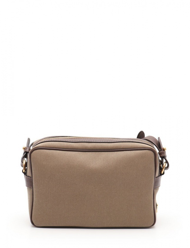 プラダ PRADA ショルダーバッグ ベージュ 茶 1BH089 キャンバス レザー