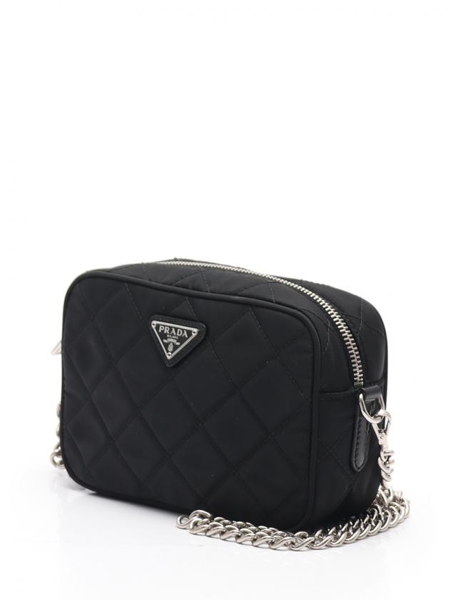 プラダ PRADA チェーンショルダーバッグ 黒 1BH028 ナイロン  
