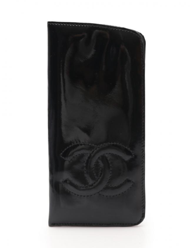 シャネル CHANEL メガネケース ココマーク 黒 小物 エナメルレザー  