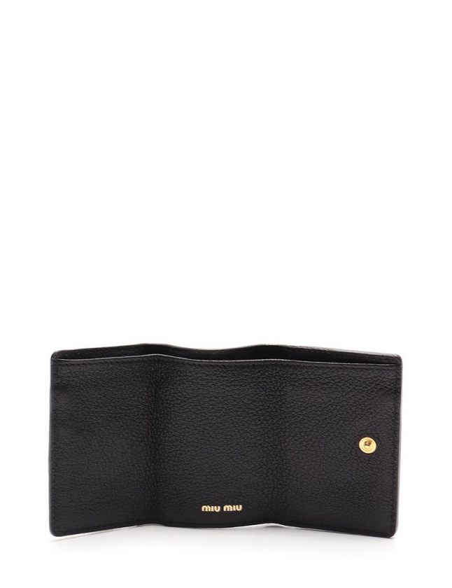 ミュウミュウ miumiu 三つ折り財布 黒 小物 レザー 5MH020 レディース  