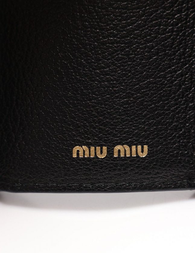 ミュウミュウ miumiu 三つ折り財布 黒 小物 レザー 5MH020 レディース  