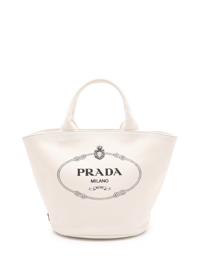 プラダ PRADA トートバッグ ショルダーバッグ カナパ ファブリック 白  