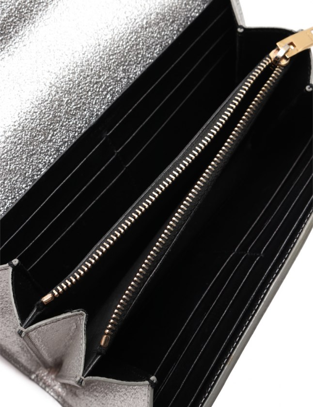 サンローラン パリ SAINT LAURENT PARIS 二つ折り長財布 YSL シルバー