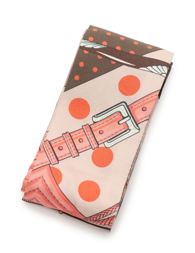 美品 HERMES エルメス ツイリー シルク スカーフ 総柄 リボンモチーフ ツイリー GUEPARDS BANDANA リボン スカーフ シルク