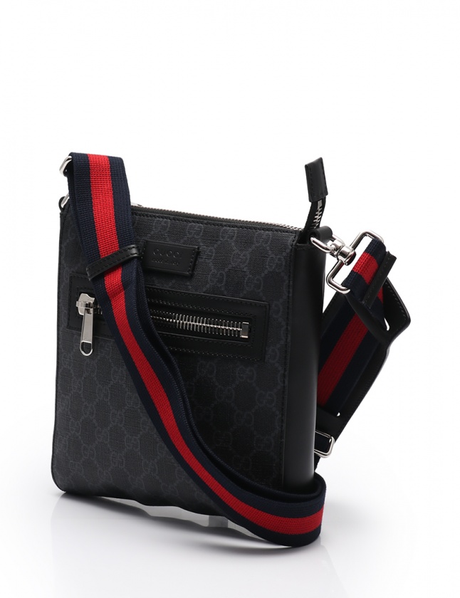 グッチ Gucci ショルダーバッグ Ggスプリーム スモール メッセンジャーバッグ ネイビー 黒 Pvc レザー メンズ 114 ベクトルパーク