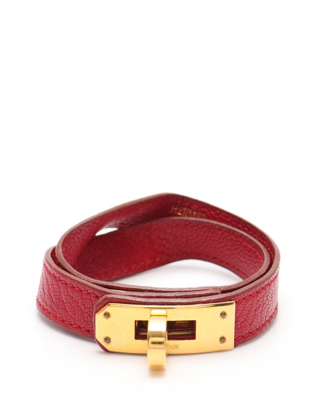 エルメス HERMES 2連ブレスレット ケリーブレス 赤 アクセサリー  