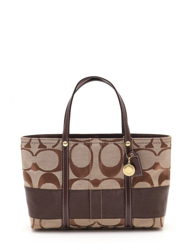 コーチ COACH トートバッグ シグネチャーストライプ スモール ベージュ  