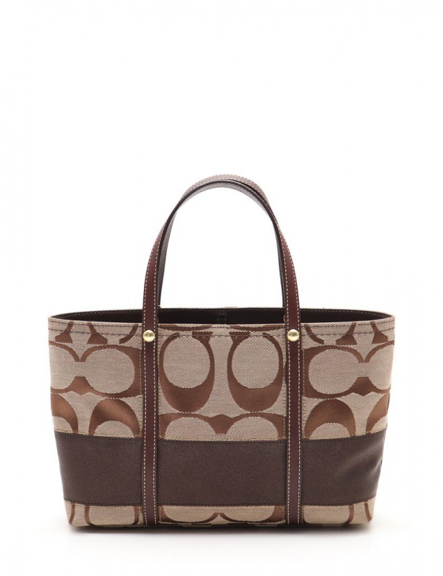 コーチ COACH トートバッグ シグネチャーストライプ スモール ベージュ 
