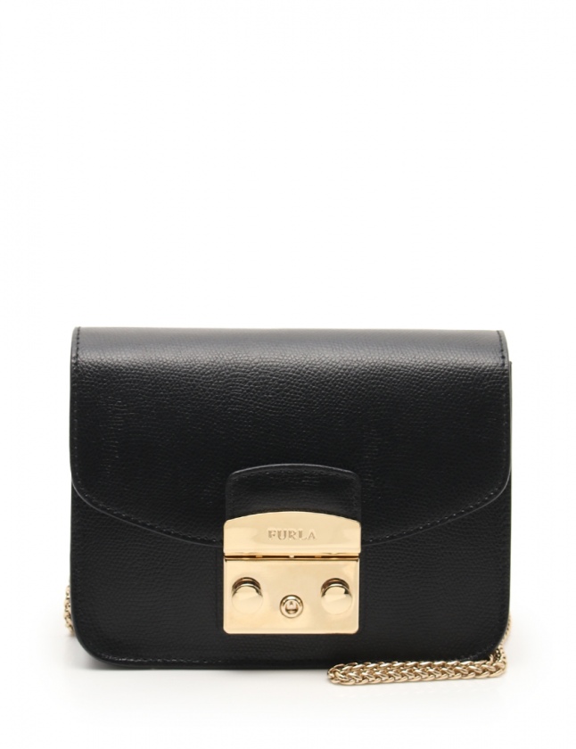【美品】FURLA ボディバッグ　イゾラ レザー　チェーン　ショルダー　本革　黒 美品】FURLA ボディバッグ イゾラ レザー チェーン ショルダー