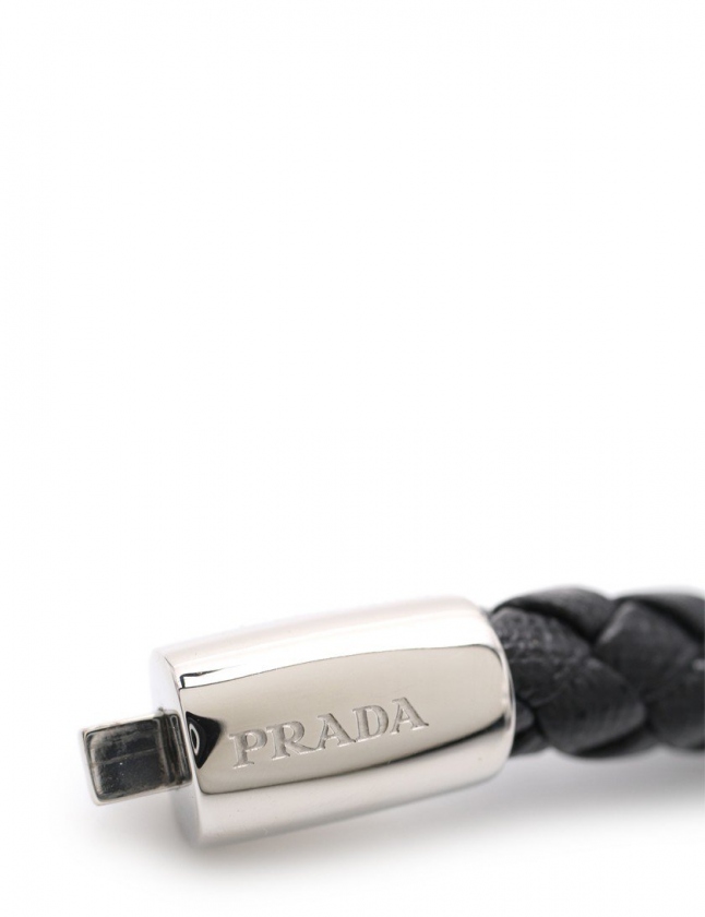 プラダ PRADA ブレスレット 黒 シルバー アクセサリー レザー 2IB144