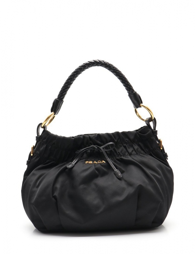 プラダ Prada ワンショルダーバッグ 黒 Br4237 ナイロン レザー 編み込み リボン Tessuto Bow レディース 114 ベクトルパーク