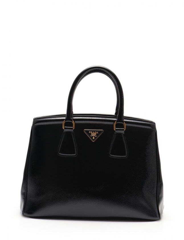 プラダ PRADA ハンドバッグ 黒 エナメルレザー レディース 114 