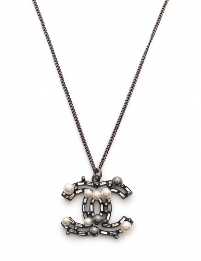 シャネル CHANEL ネックレス ココマーク ブラックメタル