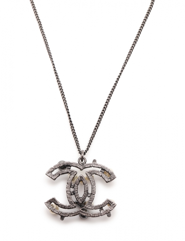 シャネル CHANEL ネックレス ココマーク ブラックメタル アクセサリー 