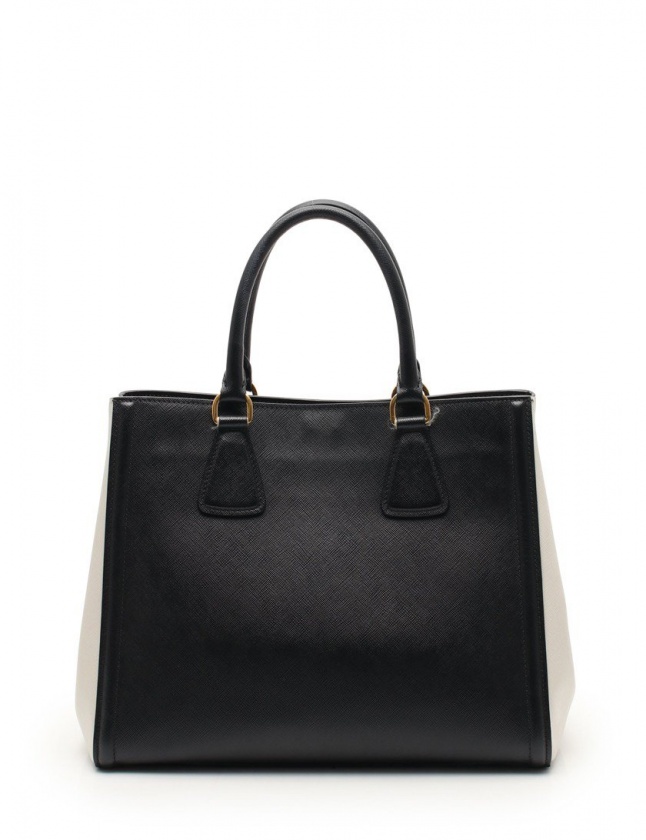 プラダ PRADA ハンドバッグ ガレリア 黒 白 BN2438 サフィアーノレザー  
