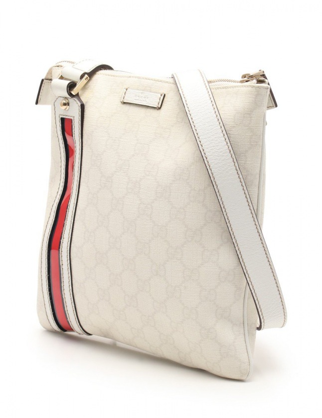 グッチ GUCCI ショルダーバッグ GG柄 アイボリー 赤 ネイビー 153244 
