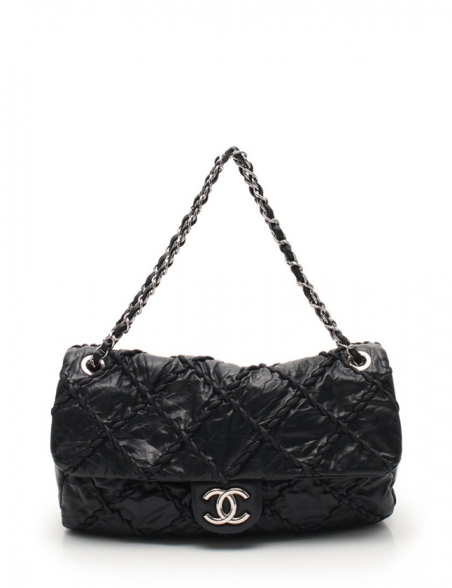 シャネル CHANEL チェーンショルダーバッグ ワイルドステッチ 黒  