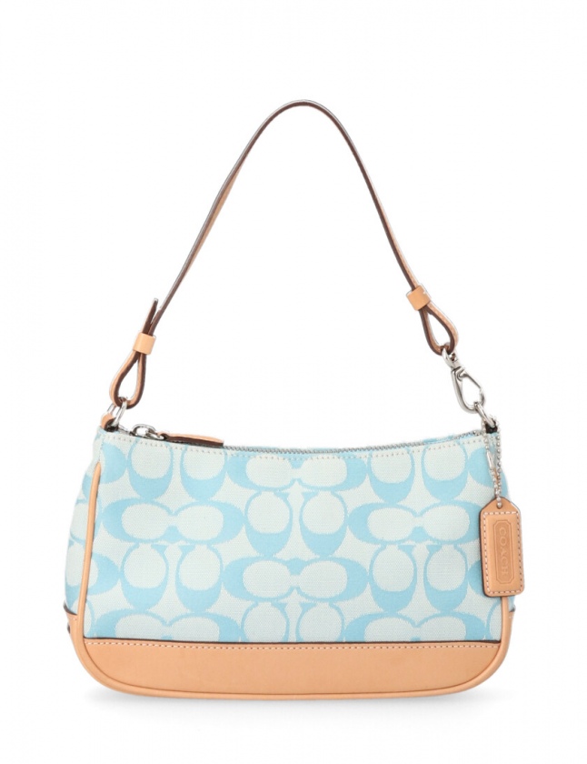 コーチ COACH ハンドバッグ ポーチ シグネチャー 水色 ベージュ 6094 