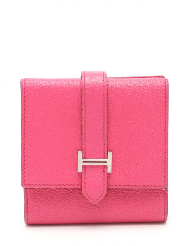 エルメス Hermes 二つ折り財布 ベアン レクトベルソ フューシャピンク 小物 シェーブル O刻印 シルバー金具 Wホック レディース 114 ベクトルパーク