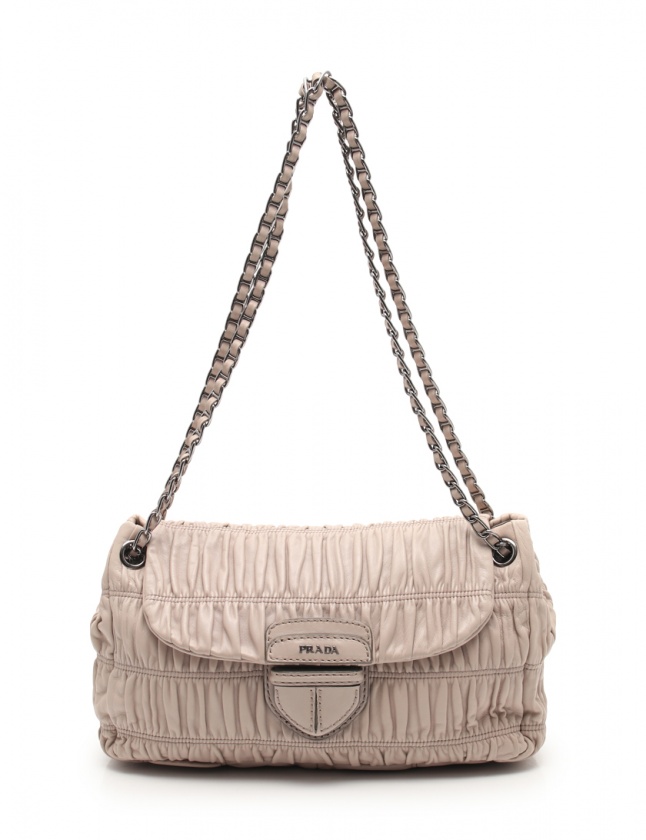 プラダ PRADA チェーンショルダーバッグ グレーベージュ B4695C レザー 