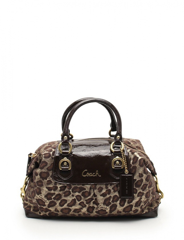 COACH わずらわし エナメルレザーショルダーバッグ