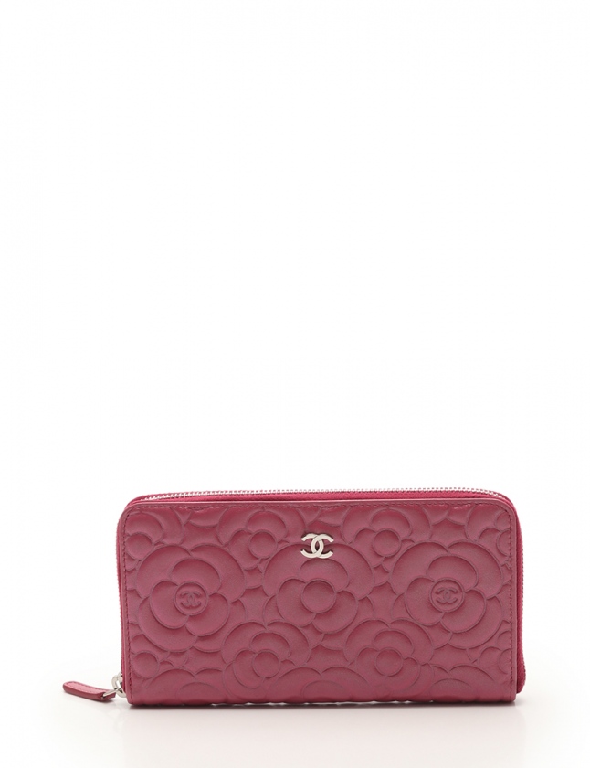 シャネル Chanel ラウンドファスナー長財布 カメリア ピンク 小物 レザー 81 レディース 114 ベクトルパーク