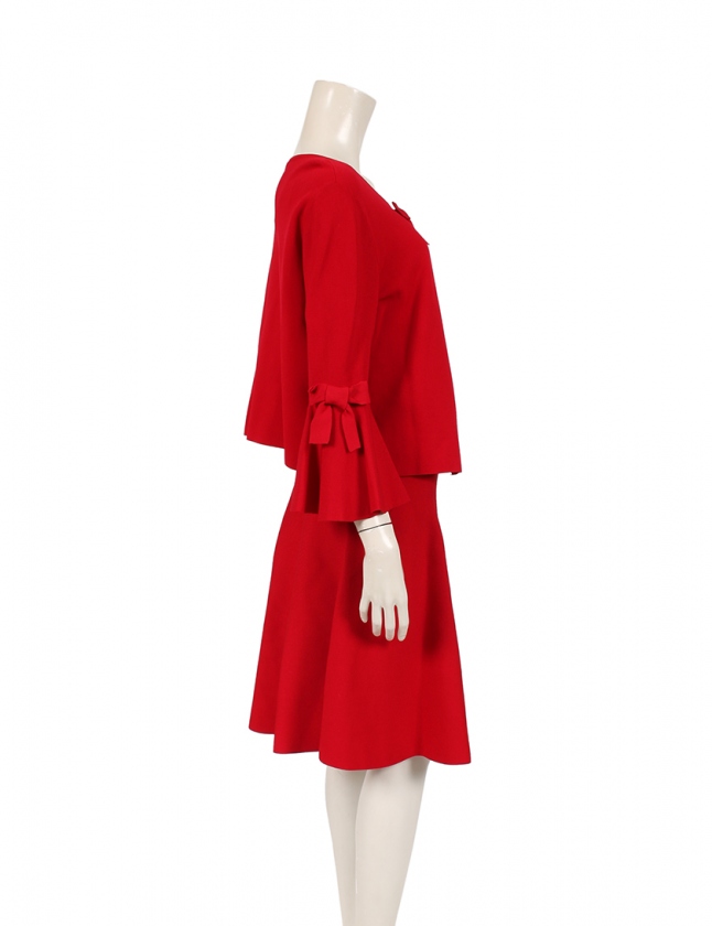キャロリーナヘレラ CAROLINA HERRERA セットアップ 赤 L 長袖 ひざ丈 