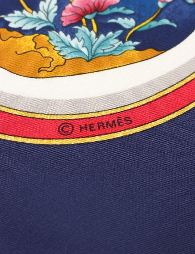 エルメス HERMES スカーフ カレ90 ネイビー アイボリー マルチカラー 