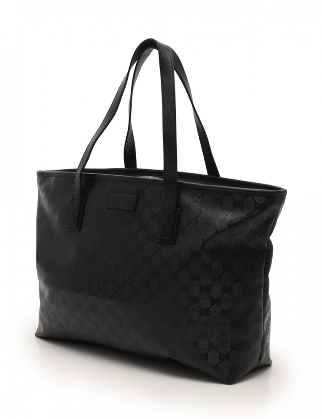 グッチ GUCCI トートバッグ GGインプリメ 黒 211137 エナメルレザー  
