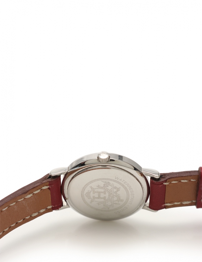 エルメス HERMES 腕時計 メテオール レディース シルバー ゴールド 赤