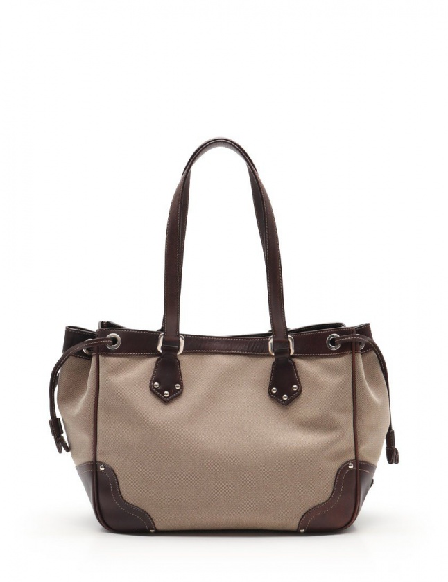 プラダ PRADA トートバッグ ベージュ ダークブラウン BR3417 