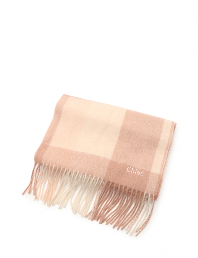 クロエ CHLOE マフラー ピンク ベージュ 小物 チェック カシミヤ 