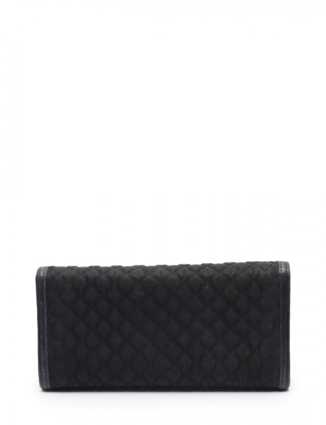 プラダ PRADA 二つ折り長財布 黒 小物 ナイロン レザー