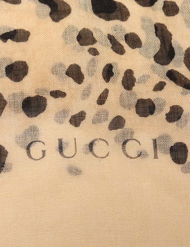 グッチ GUCCI 大判ストール ベージュ 茶 小物 レオパード柄 レディース 