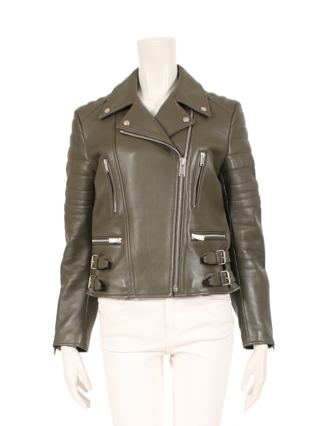 セリーヌ CELINE ライダースジャケット カーキグリーン 40 アウター