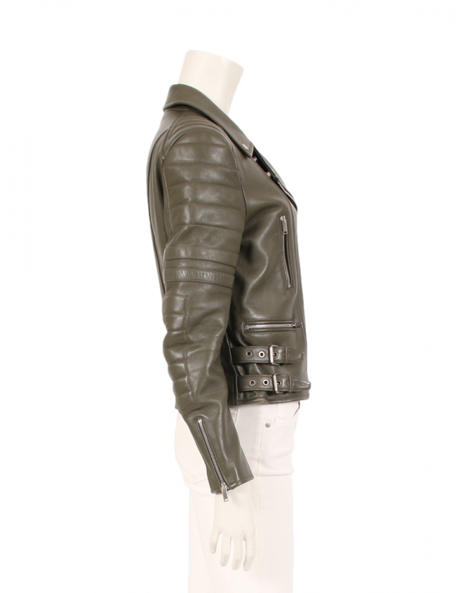 セリーヌ CELINE ライダースジャケット カーキグリーン 40 アウター